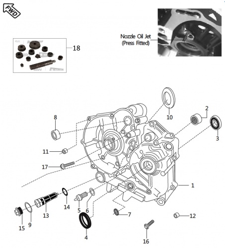 Двигатель (левый картер) BM125x 4sp. (21/22)