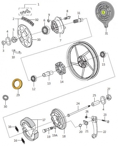 Колесо заднее BM150X 07.09 (69/70) 