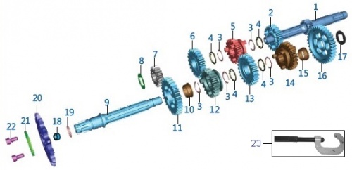 Валы КПП NS125 (15/16)