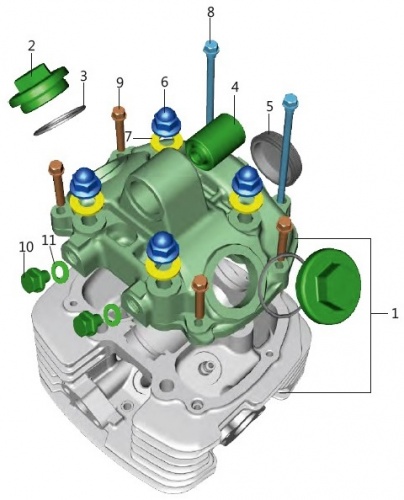 Головка цилиндра (крышка) Pulsar 180 (1/2)