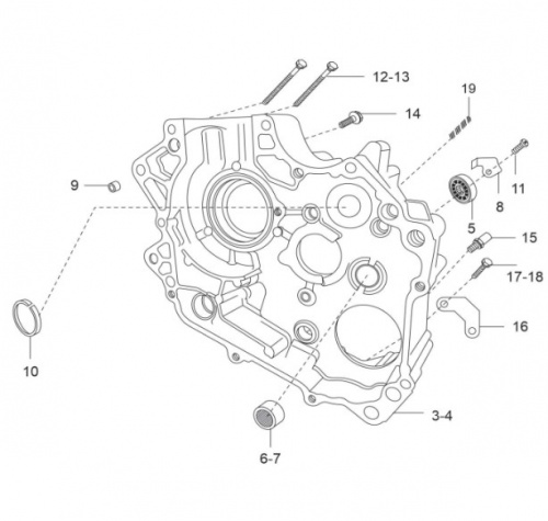 Двигатель (правый картер) BM125X UG (9)